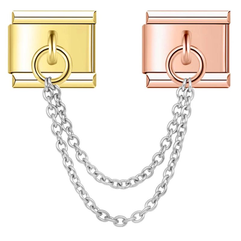 Double Linked Charms, Gold and Rose Gold - Charms Official