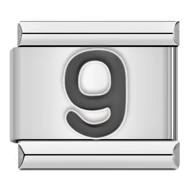 Number 9, on Silver - Charms Official