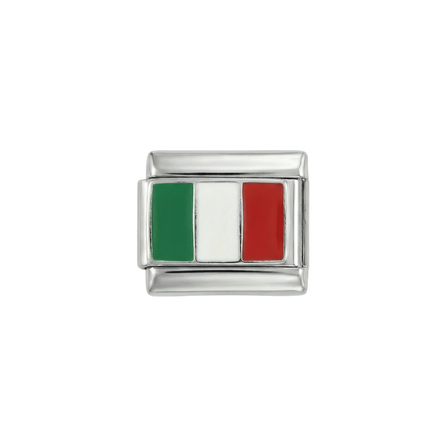 Italy Flag, on Silver