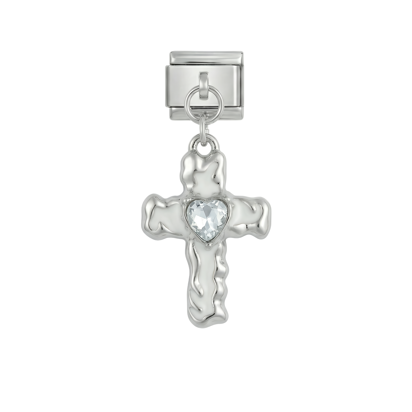 Cross with Heart, on Silver