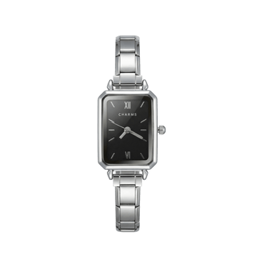Orologio Como argento – Edizione quadrante nero