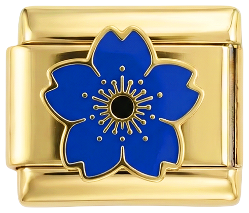 Dark Blue Flower on Gold - Dark-Blue-Flower-on-Gold.png