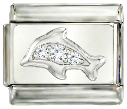 Delfino con brillantini su argento