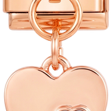 Doppio cuore con pietre viola in oro rosa