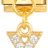 Lettera X con pietre, pendente, in oro