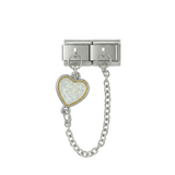 Cuore Multicolore, Charms con Doppio Collegamento, su Argento