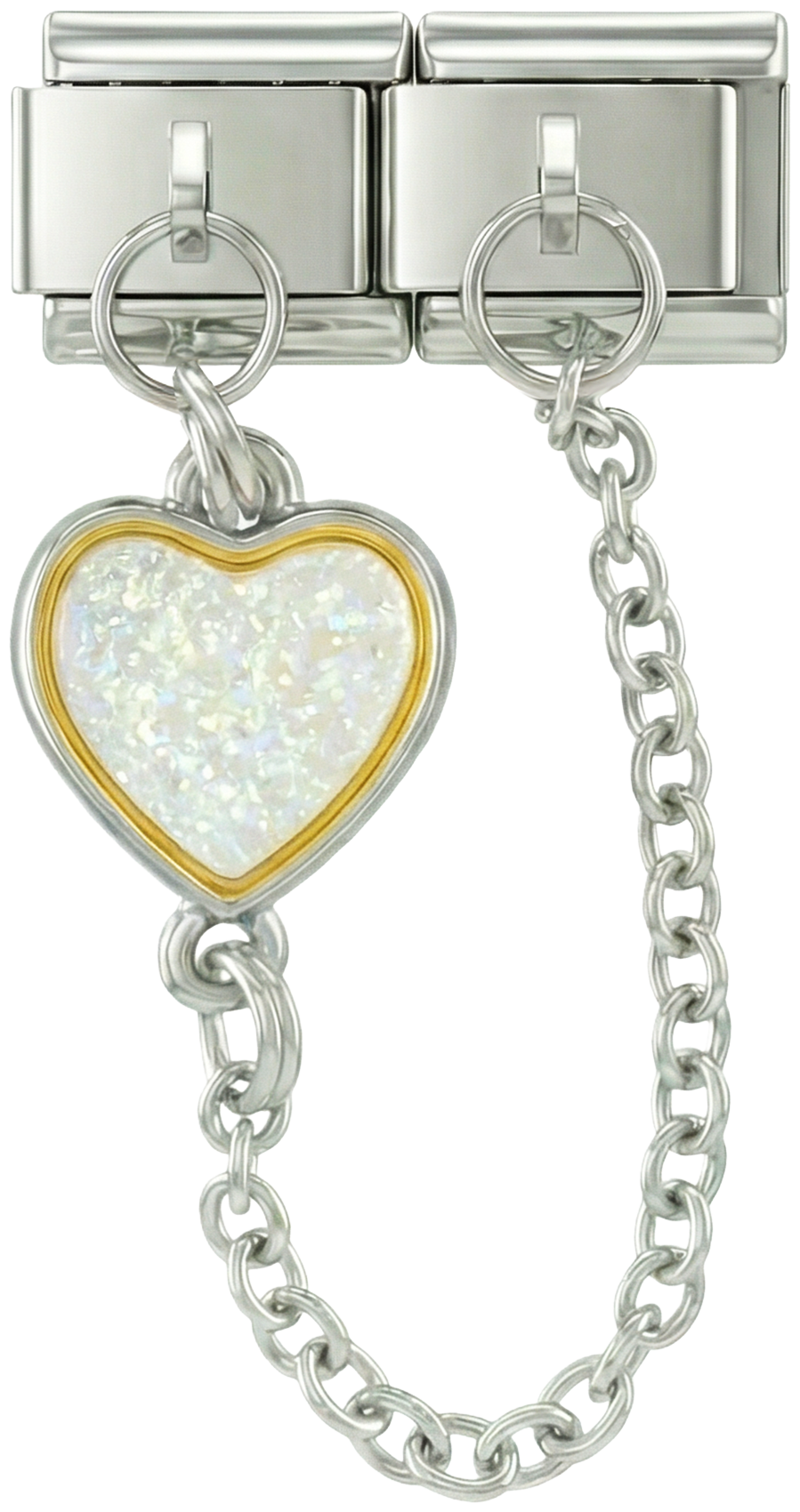 Cuore multicolore, Charms a doppio collegamento, in argento