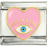 Cuore rosa con occhio in argento