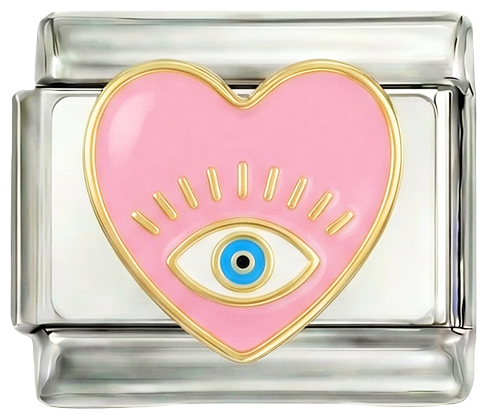 Cuore rosa con occhio in argento