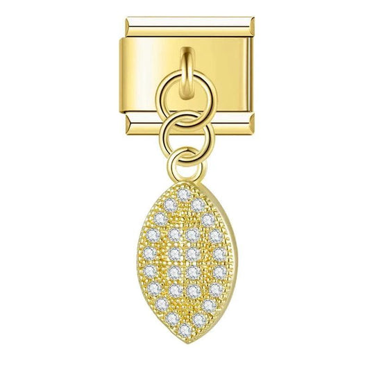 American Football in Gold with Stones, on Gold - Charms Official