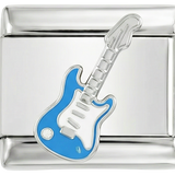 Chitarra elettrica blu su base argentata