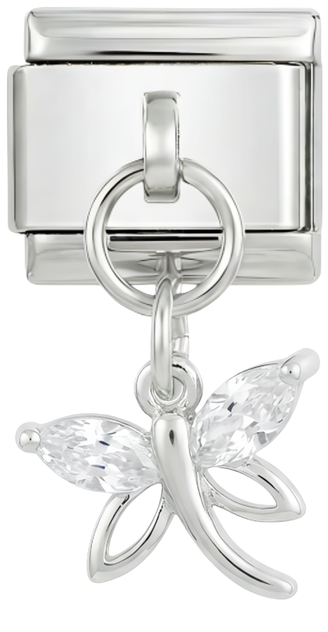 Libellula con cristalli in argento