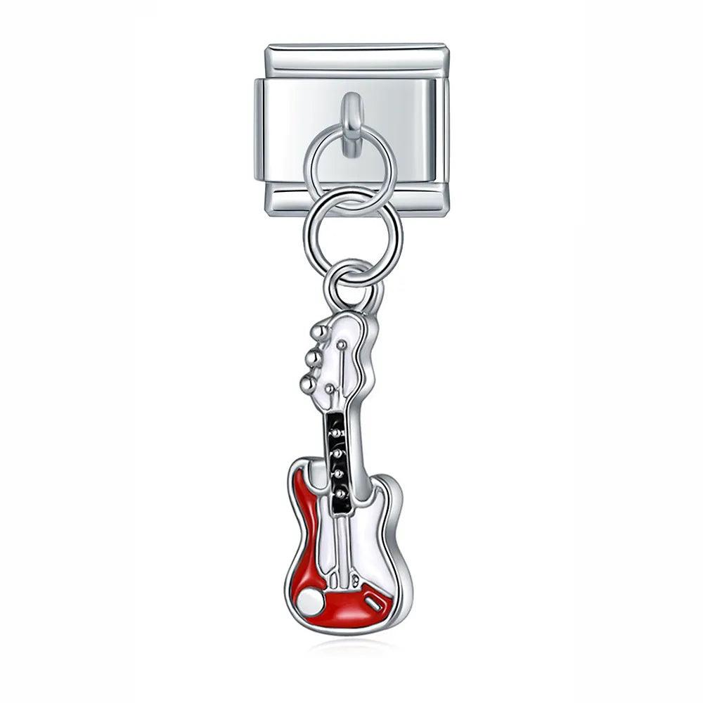 Electric Guitar, on Silver - Charms Official