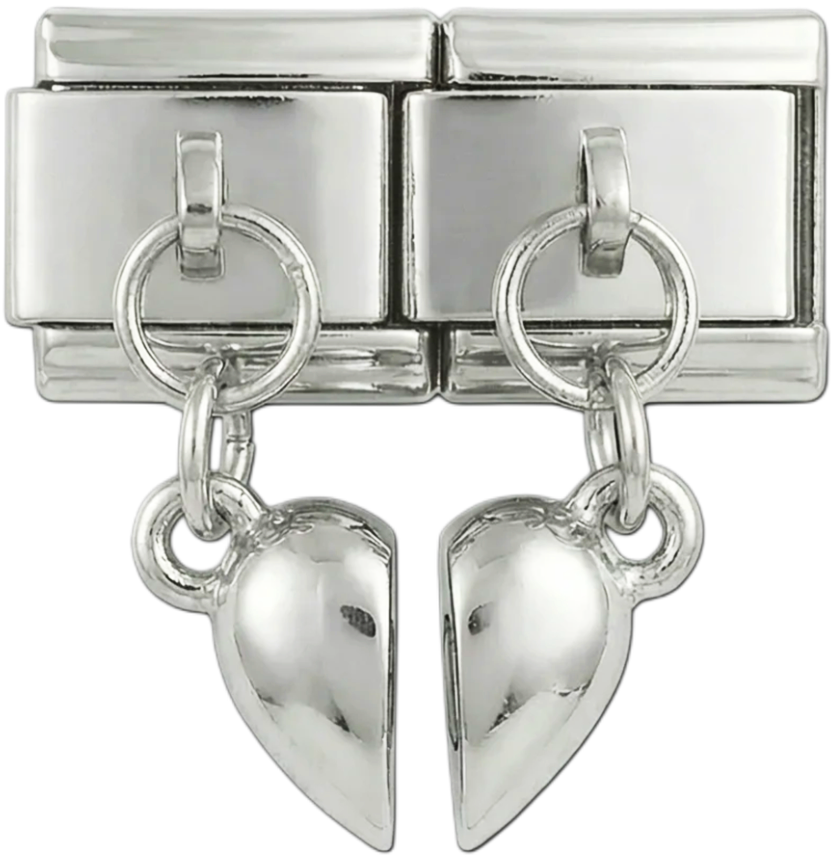 Cuore pieno su doppie Charms pendente su argento