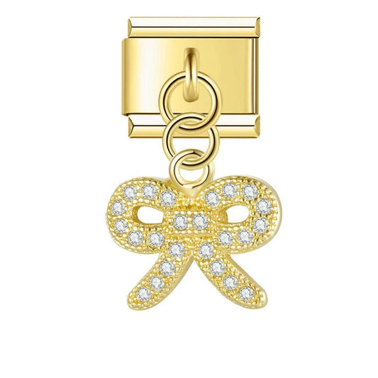 Gold Hair Bow with Stones, on Gold - Charms Official