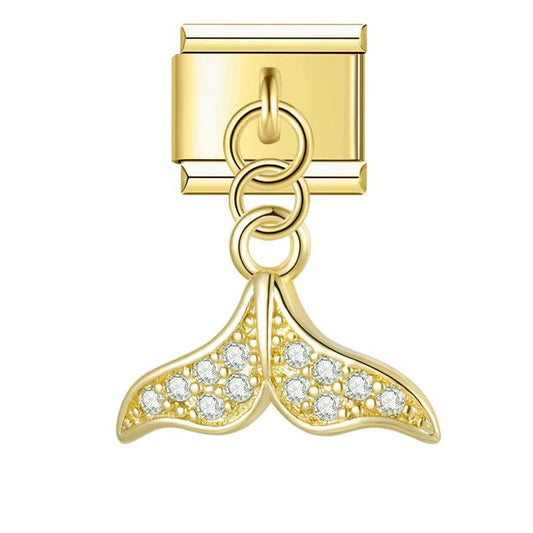 Gold Mermaid Tail with Stones, on Gold - Charms Official