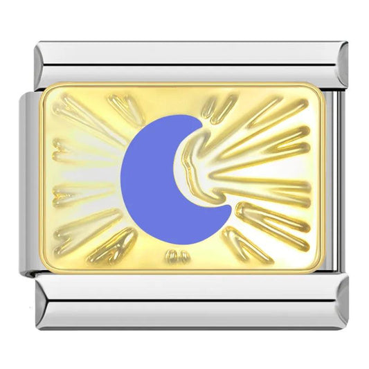Gold Plate, Illuminated Purple Moon, on Silver - Charms Official