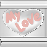 Cuore in argento, 'Mio amore' in rosa