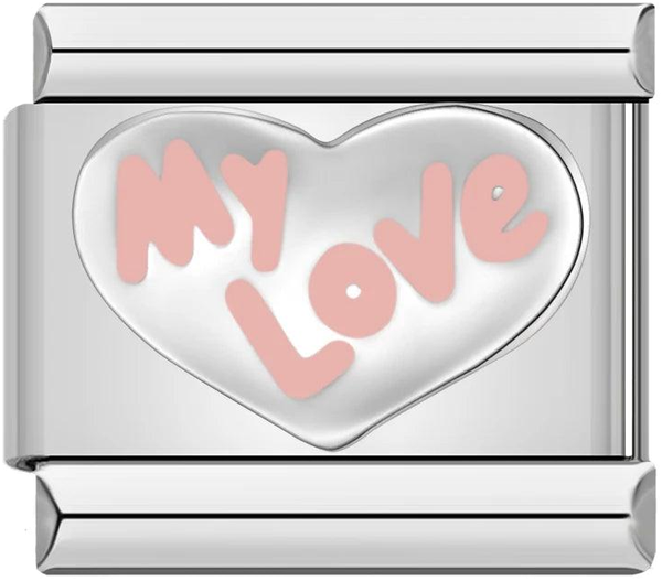 Cuore in argento, il mio amore in rosa