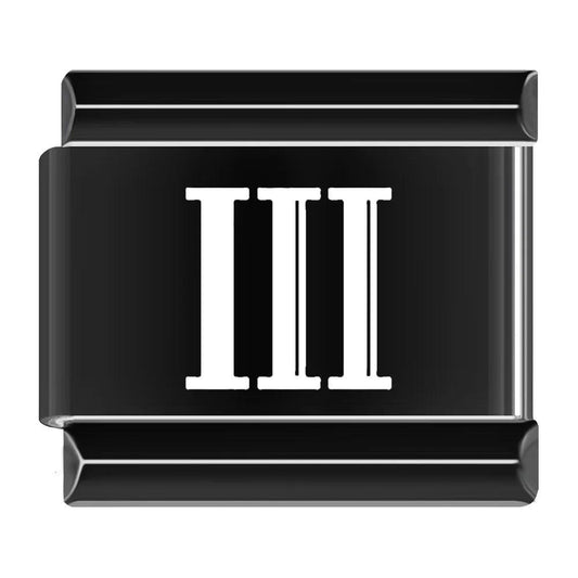 III, Roman Numeral, on Black - Charms Official