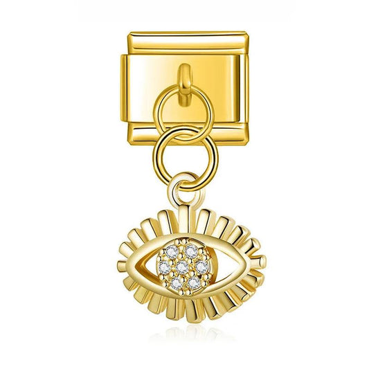 Illuminated Eye with Stones, on Gold - Charms Official
