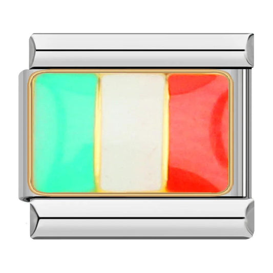 Italy Flag, on Silver - Charms Official