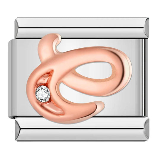 Letter C in Rose Gold with Stones, on Silver - Charms Official