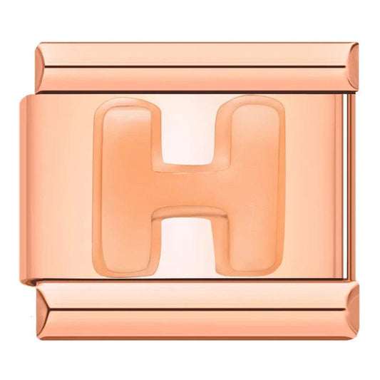 Letter H in Rose Gold, on Rose Gold - Charms Official