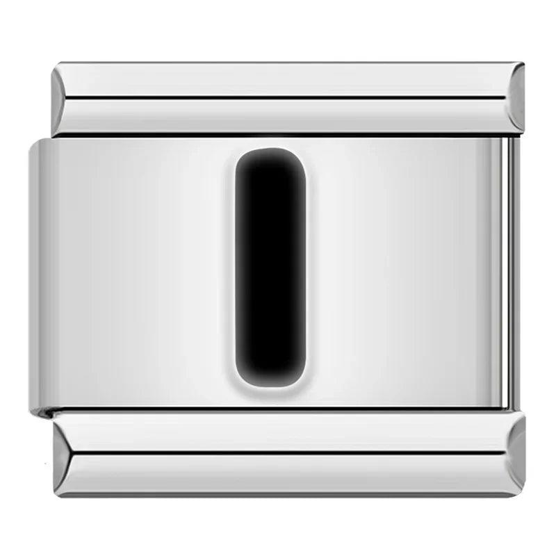 Letter I in Black, on Silver - Charms Official