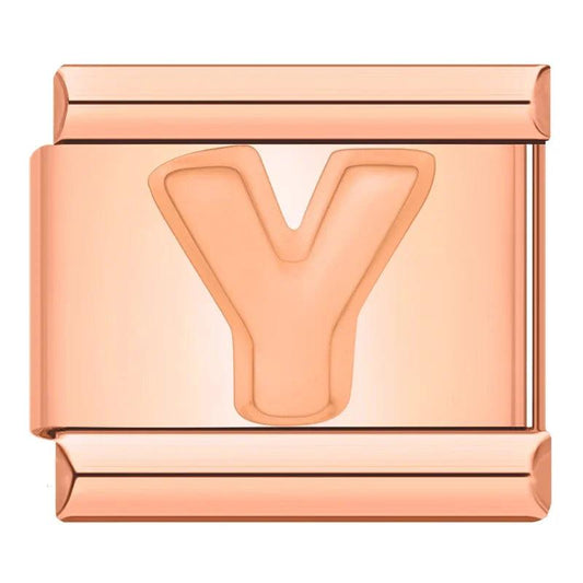 Letter Y in Rose Gold, on Rose Gold - Charms Official