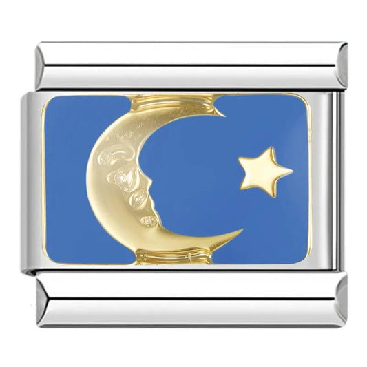 Moon and its Star, in Gold, in the Sky - Charms Official