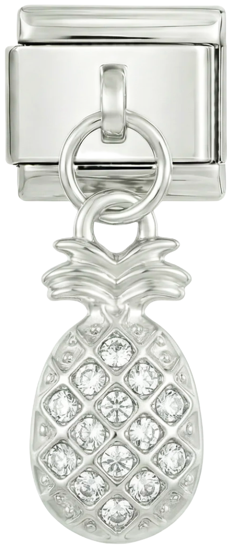 Ananas con pietre, in argento