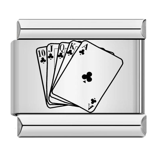 Royal Flush, on Silver - Charms Official