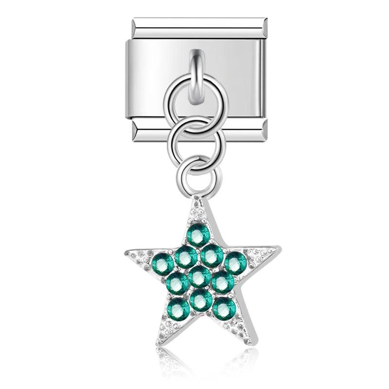 Star with Turquoise Stones, on Silver - Charms Official